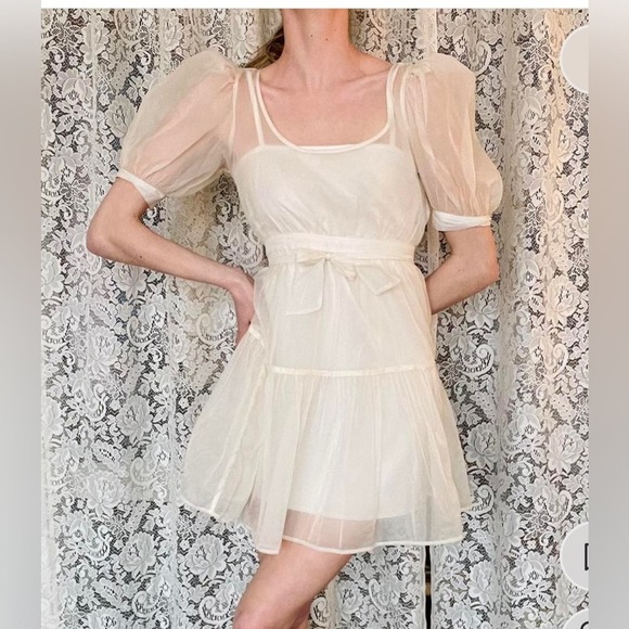 Danielle Bernstein tulle mini dress cream size small - Picture 1 of 8